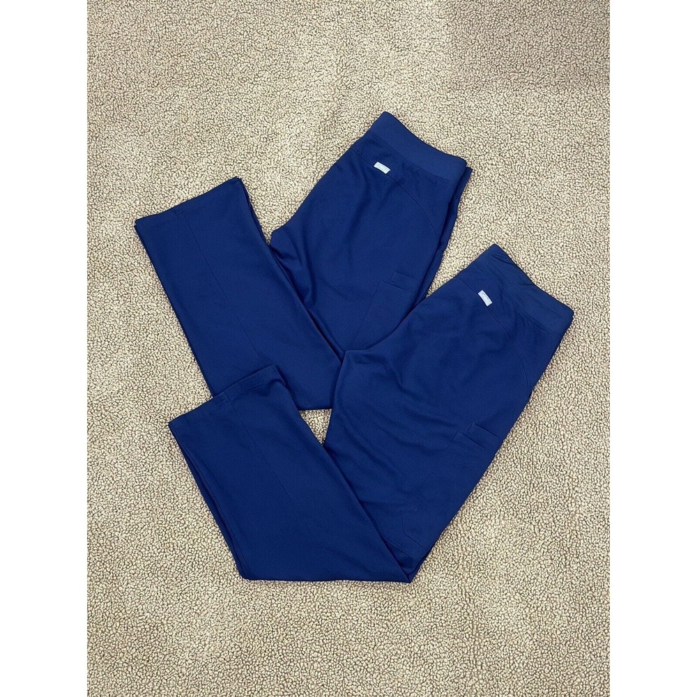 2 Pack Womens Dark Navy Blue Figs Scrub Pants Straight Leg Style Size M #T21004
